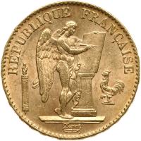 France. 20 Francs, 1896-A Brilliant Unc
