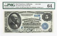 1882, $5 National Bank Note. Second Charter Period. Date Back