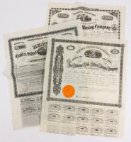 Trio of Impressive 19th Century Mining Stock Certificates with attached Coupons