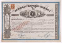 Rare American Express Stock Certificate Issued May 1, 1866 Signed by Henry Wells and William G. Fargo in Superior/Choice Conditi
