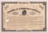 A William G. Fargo American Express Company stock certificate signed as President.
