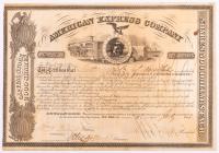 Rare American Express Stock Certificate Issued July 11,1861 Signed by Henry Wells and William G. Fargo in Very Fine Condition
