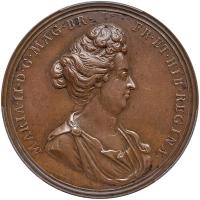 Great Britain. Bronze Queen Mary Death Medal, 1694 PCGS AU58