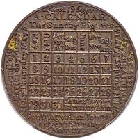 Great Britain. Brass Calendar Medal, 1796 PCGS MS62