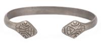 Men's or Ladies Cuff of a Medieval Mythical Amphisbaena, Two-Headed, Snake Bracelet Cuff in Silver