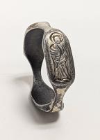 Unusual Six-Sided Ring with Three Engraved Panels of Prophets Having Nice Detail.