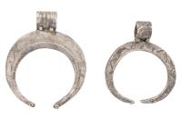 Two Silver Inverted Moons (Lunula Amulets) One Large, One Small, Were Ancient Roman Symbols of Protection.