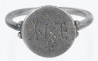 Silver Signet Ring with Etched Christian Symbols and Entwined Celtic Letters. Quite Appealing and in Superb Condition.
