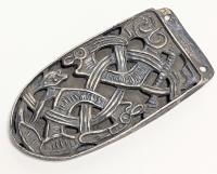 Medieval Strap End in Silver in a Striking Celtic Knot Created by Interlocking Animals
