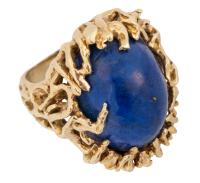 Stunning 14K Yellow Gold Ring with Premium Lapis Cabochon in Custom Made Ring