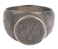 Outstanding Byzantine Cross Signet Ring Cross Crudely but Deeply Etched