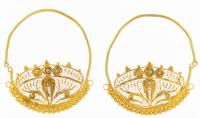 Beautiful Pair of Antique Persian Earrings in 16.5 Yellow Gold Boasting Exceptional Filigree Work
