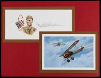 Mounted Signature of Lt. Douglas Campbell, First U.S. Trained WWI Flying Ace, with Portrait Display