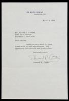 Typed Letter Signed by WWI Ace Capt. Edward P. Curtis on 1956 White House Stationery