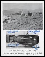 Signed 8x10 Photo of Hiroshima and &acirc;Little Boy&acirc; by Enola Gay Crew Members Tibbets, Ferebee, Van Kirk, and Nelson