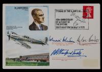 Commemorative Cover Honoring the Spitfire, Signed by RAF Aces Bader, Johnson, and Stanford-Tuck