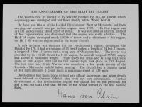 Signed Information Card by Hans von Ohain, Inventor of the First Jet-Powered Aircraft Engine