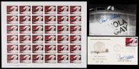 Rescinded Atomic Bomb Commemorative Stamp Sheet, First Day Cover and Photo Signed by General Paul Tibbets