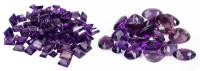 65+ Amethyst Gemstones: 50" Stones Mostly Emerald and Square Cut Each 3-4 Carats. Also Included 18 Large Gemstones 15-24 Carats