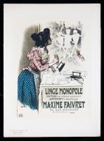 Jules ChÃ©ret Collection of French Artists During Belle Ãpoque, Paris. Plate 195 "Linge Monopole Maxime Faivret" by Auguste Roe