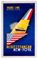 J. Tonelli. "Fabre Line Marseilles" Cruise Ship Advertisement from France to NY