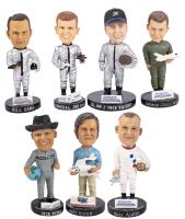 Nine Unsigned Bobbleheads of Legendary Aviators and Astronauts