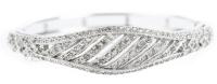 Ladies 10K White Gold and Diamond Hinged Bracelet