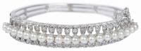 Ladies 14K White Gold, Pearl and Diamond Hinged Bracelet.