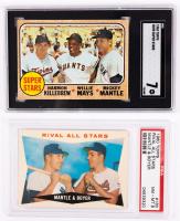 Mickey Mantle & Ken Boyer: 1960 Topps #160 PSA Grade NM-MT 8. "Rival All Stars" AND Mays, Mantle, Killebrew 1968 Topps #490 SGC
