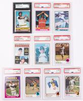 Jim Hunter 1970 Topps #565 PSA Grade 9 OC plus 9 Other Baseball Cards from the 1970s