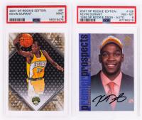 Kevin Durant Two Rookie Cards Signed, Both Upper Deck, 2007 SP Rookie Edition. Graded 8 and 9 Nmint and Mint