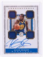 Kevin Durant: Limited Edition 2017-18 Signed Cornerstones Card with Game Worn Fabrics. 7 of Only 49 Made.