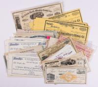 150+ piece lot of Obsoletes, Private Banks, Checks, Stock Certs and other Fiscal Instruments