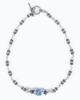 Sterling Silver Beaded Bracelet With White Matrix Stone Bead