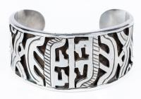 Mexican Sterling Silver Overlay Cuff Bracelet, Taxco