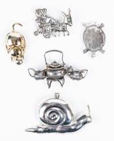 5 Figural Sterling Silver Pins Including Mexican and Navajo Work