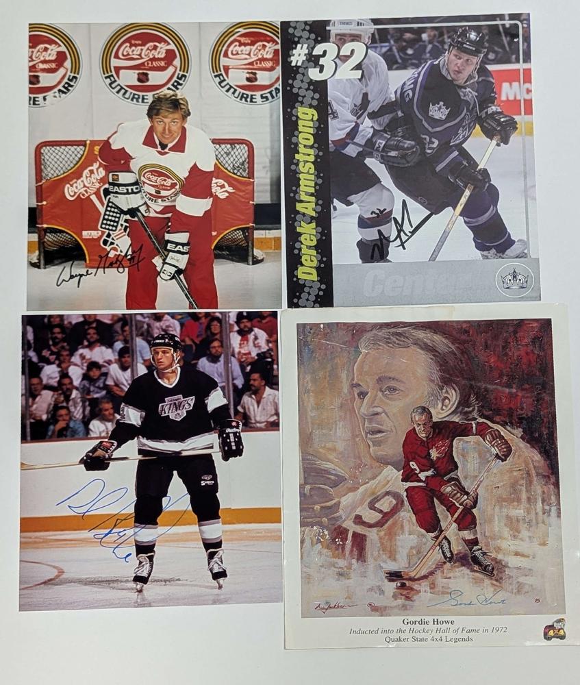 16 Signed Photographs by Hockey Greats: Wayne Gretzky, Gordie Howe ...