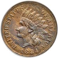1883 Indian Head 1C ANACS MS63 RB