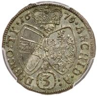 Austria. 3 Kreuzer, 1676 (Hall) PCGS About Unc - 2