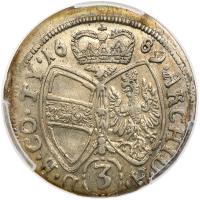 Austria. 3 Kreuzer (Groschen), 1689 (Hall) PCGS MS62 - 2