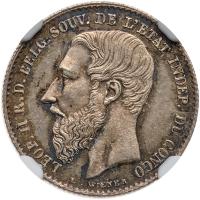 Belgian Congo. 50 Centimes, 1887 NGC MS62