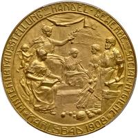 Czechoslovakia. Gilt Bronze Medal, 1908 PCGS Specimen 64