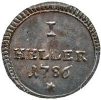 German States: Augsburg. Silvered Copper Heller, 1786 PCGS MS62