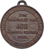 German States: Eisleben. Iron Reformation Medal, 1883 XF - 2