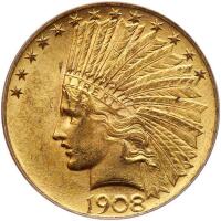 1908 $10 Indian. Motto PCGS MS62