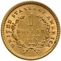 1853 $1 Gold Liberty AU50 - 2