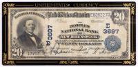 1902 $20.00 National Bank Note. Plain Back. Third Charter Period. Charter 3697 F