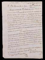 Rare ALS by Father Josef Barona, San Diego Mission 1806 to Father Thomas de la PeÃ±a, Founder of Mission Santa Clara de Asis, Al