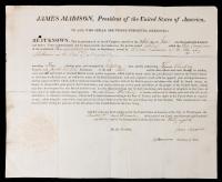 Letter of Marque Signed by President James Madison and Co-Signed by James Monroe, Secretary of State, During the War of 1812