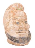 Antique Chinese Qing Dynasty Hand Painted Terracotta Head